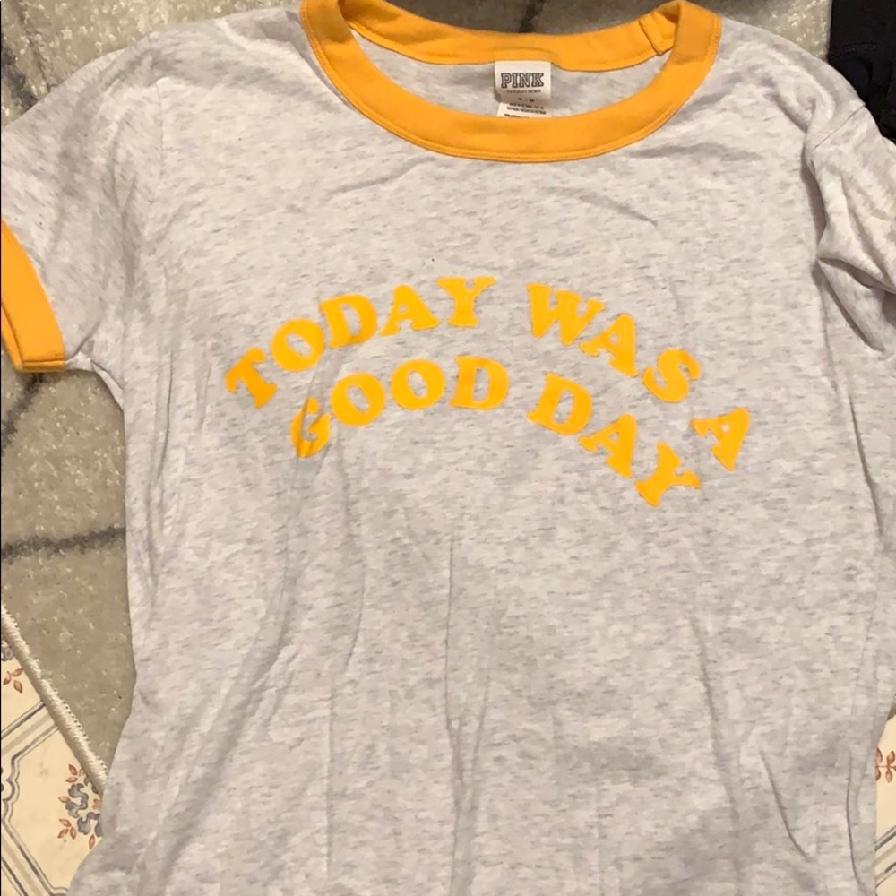 PINK yellow and grey T